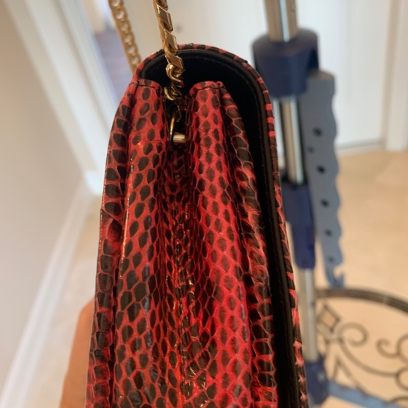 Jimmy Choo Pink/Black/Gold Leather Snakeprint Handbag - Picture 5 of 10